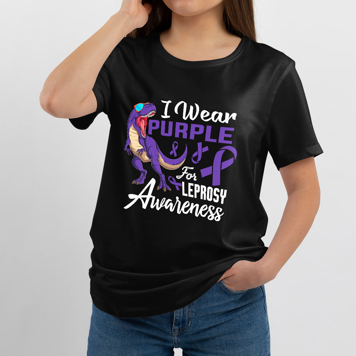 I Wear Purple For Leprosy Awareness Purple Ribbon, Awareness T Shirt - Wonder Print Shop
