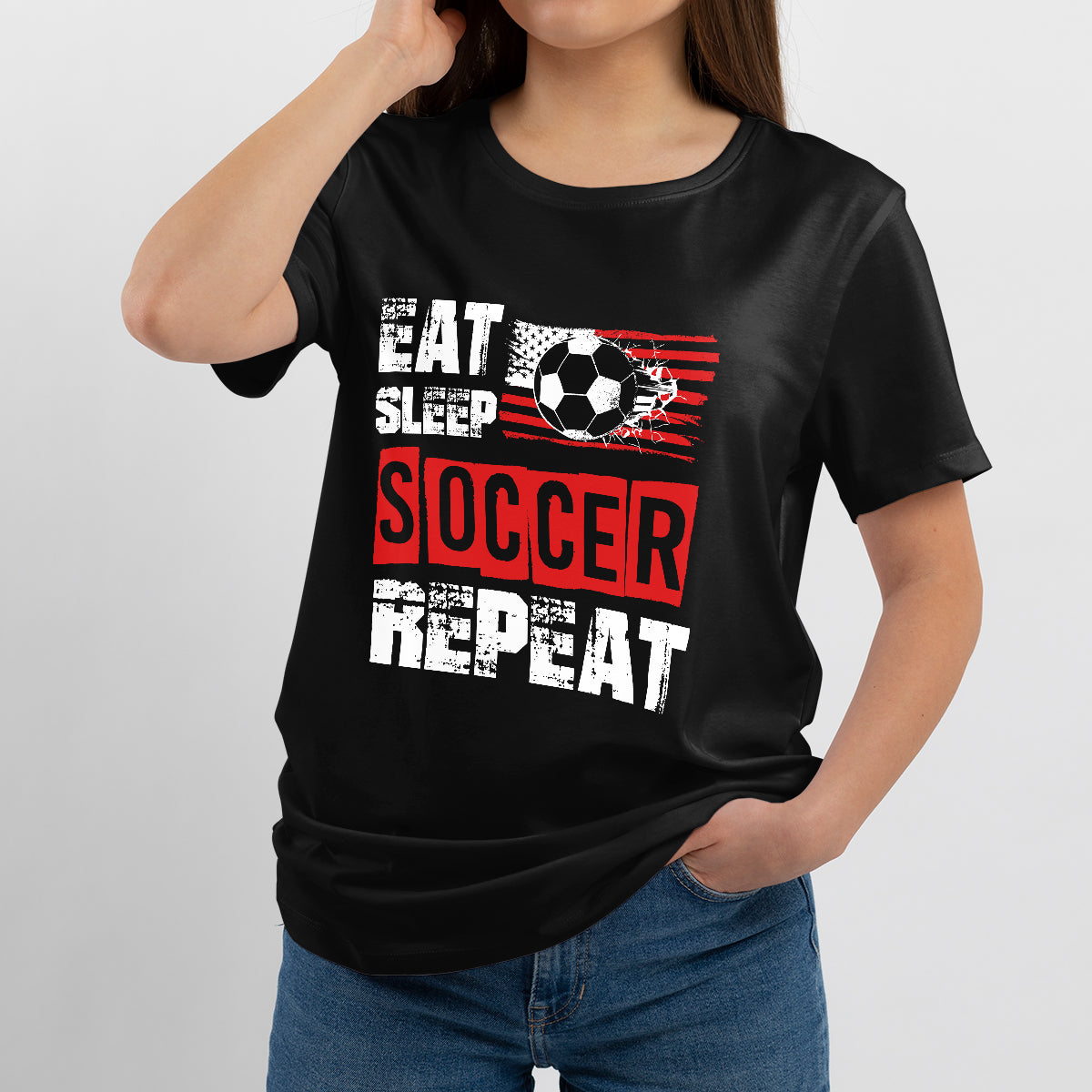 Eat Sleep Soccer Repeat Cool Sport Player Gift, Funny Soccer T Shirt - Wonder Print Shop