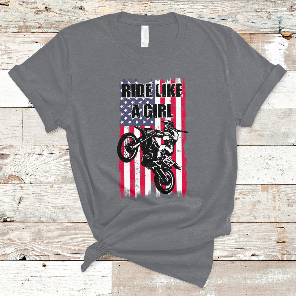 Ride Like A Girl Motocross Lovers Dirt Bike Biker Girl Gift T-Shirt - Wonder Print Shop