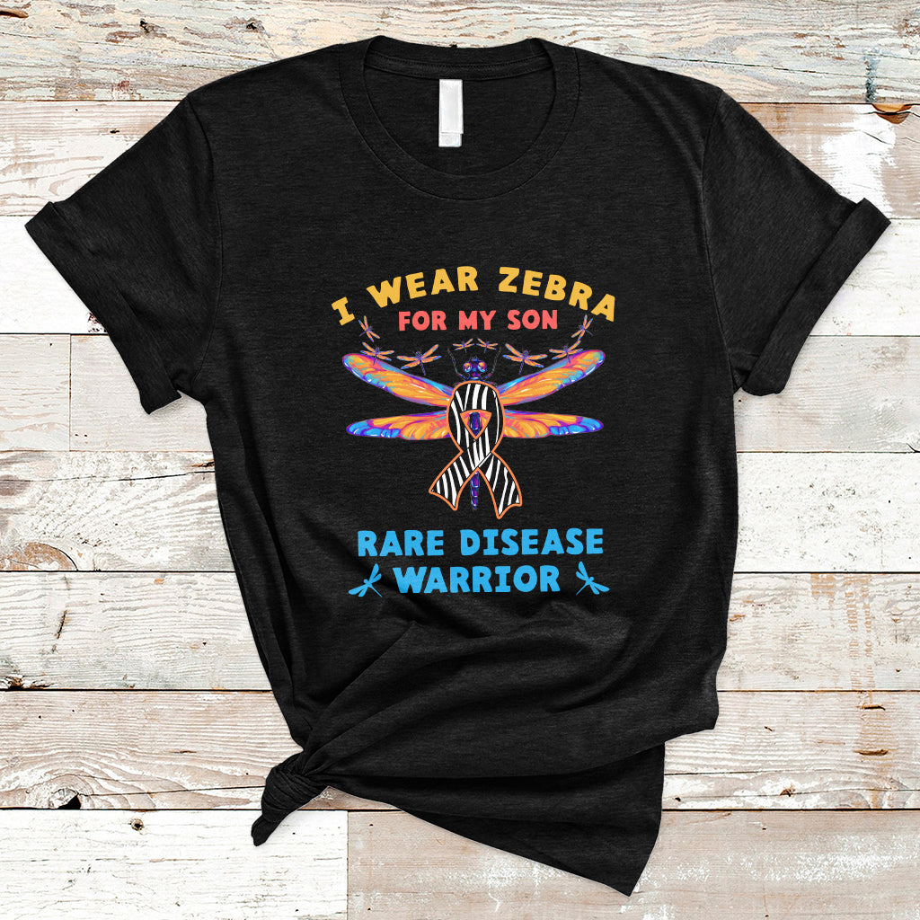 I Wear Zebra For My Son Rare Disease Warrior Zebra Ribbon Rare Disease T Shirt - Wonder Print Shop