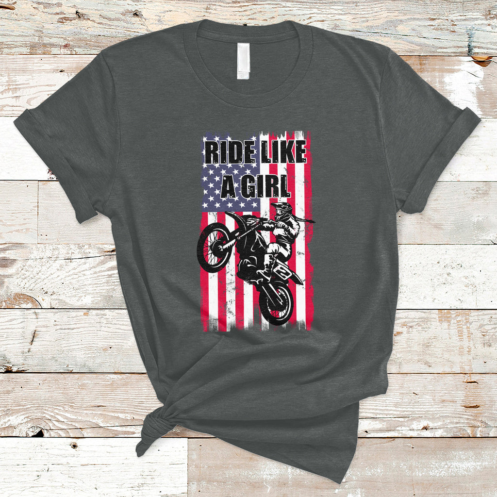 Ride Like A Girl Motocross Lovers Dirt Bike Biker Girl Gift T-Shirt - Wonder Print Shop