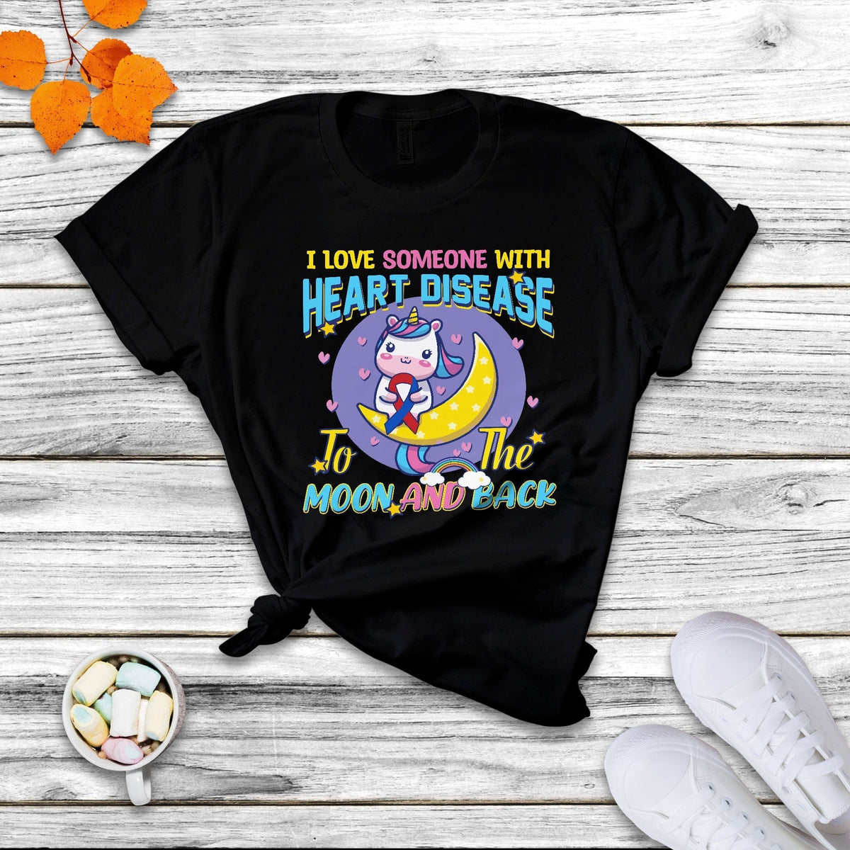 Unicorn I Love Someone With Heart Disease To The Moon & Back T Shirt - Wonder Print Shop