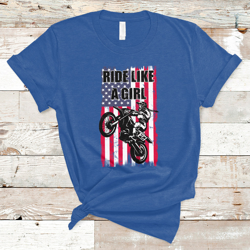 Ride Like A Girl Motocross Lovers Dirt Bike Biker Girl Gift T-Shirt - Wonder Print Shop