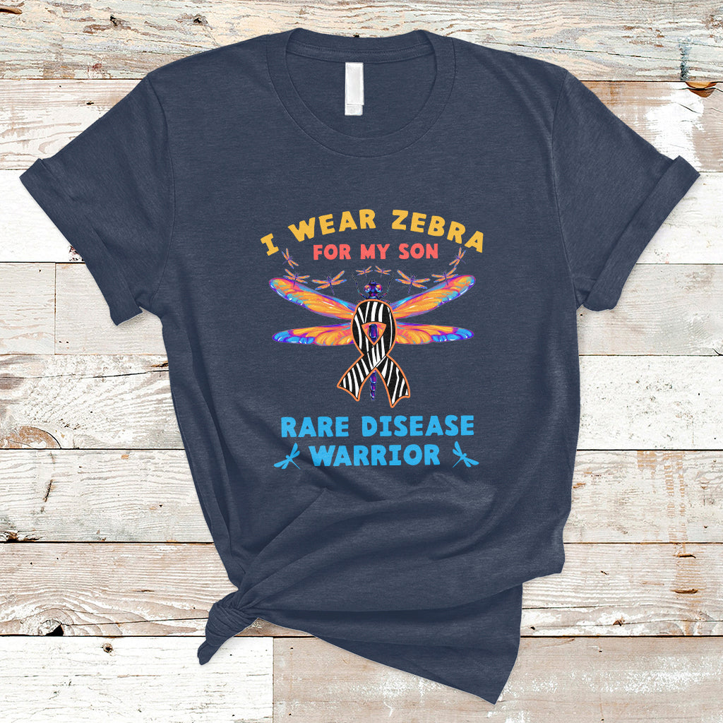 I Wear Zebra For My Son Rare Disease Warrior Zebra Ribbon Rare Disease T Shirt - Wonder Print Shop