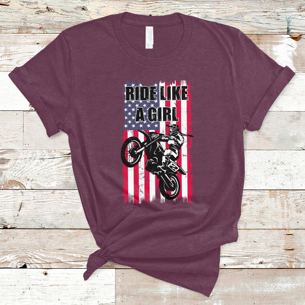 Ride Like A Girl Motocross Lovers Dirt Bike Biker Girl Gift T-Shirt - Wonder Print Shop