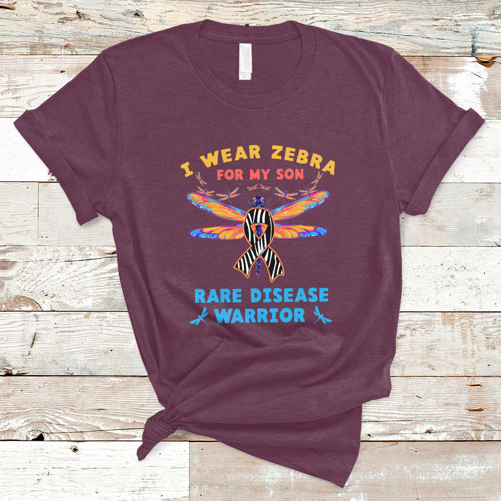 I Wear Zebra For My Son Rare Disease Warrior Zebra Ribbon Rare Disease T Shirt - Wonder Print Shop