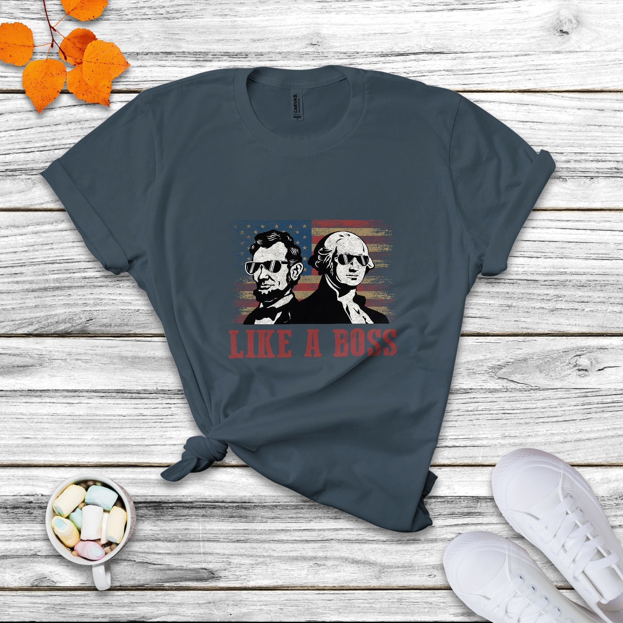 Like A Boss Presidents' Day Washington Abe Lincoln T Shirt - Wonder Print Shop