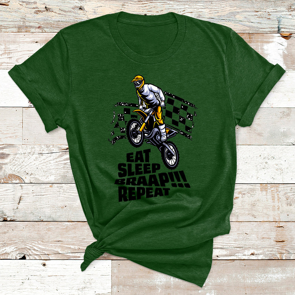 Funny Eat Sleep Braap Repeat Shirt Dirtbike T Shirt - Wonder Print Shop