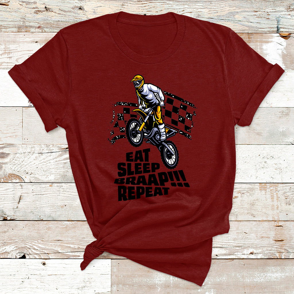 Funny Eat Sleep Braap Repeat Shirt Dirtbike T Shirt - Wonder Print Shop