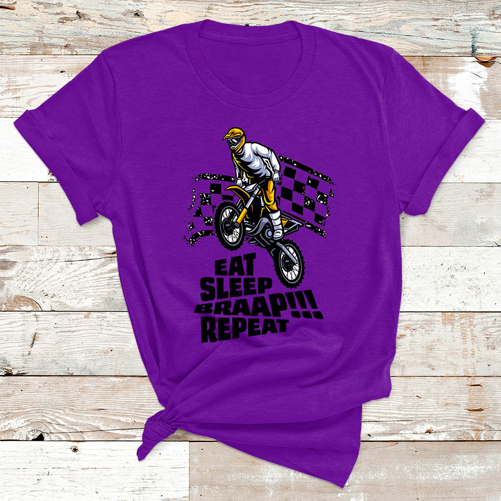 Funny Eat Sleep Braap Repeat Shirt Dirtbike T Shirt - Wonder Print Shop