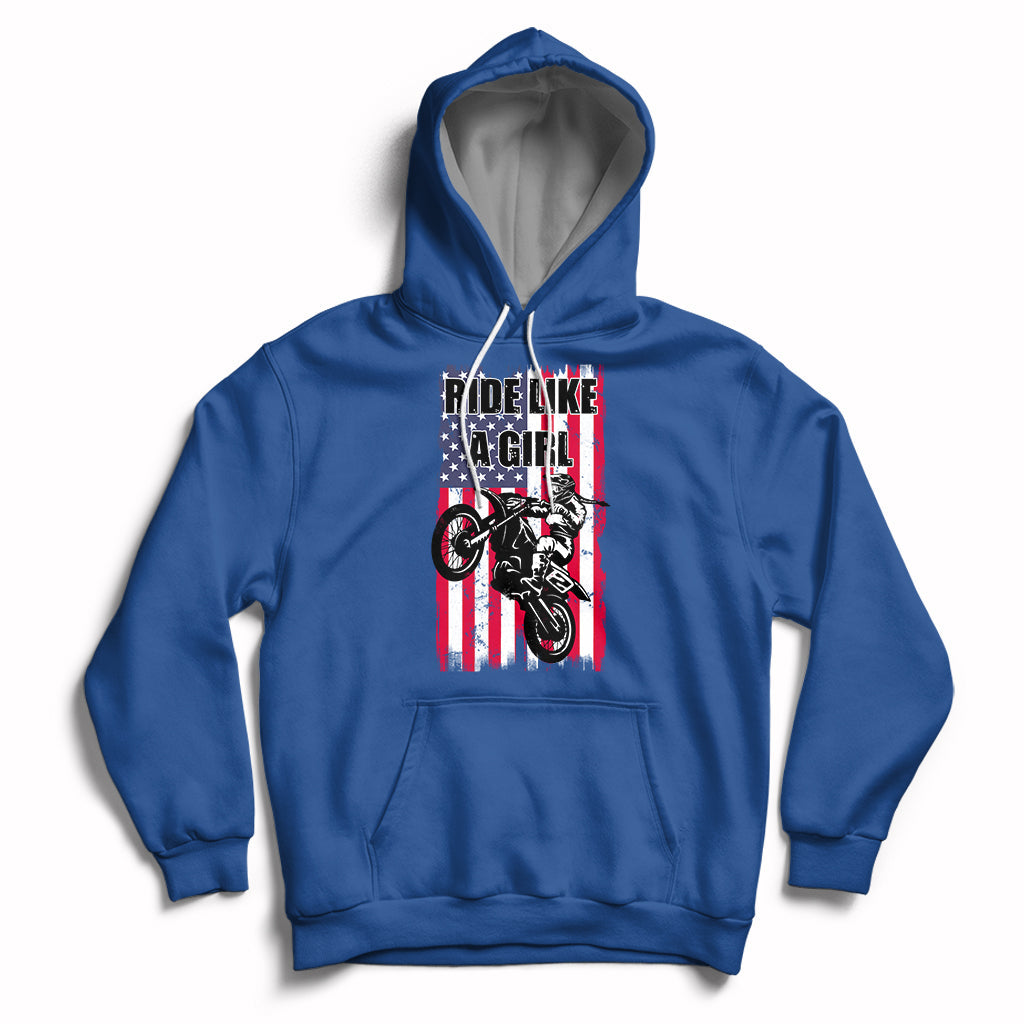 Ride Like A Girl Motocross Lovers Dirt Bike Biker Girl Gift Hoodie - Wonder Print Shop