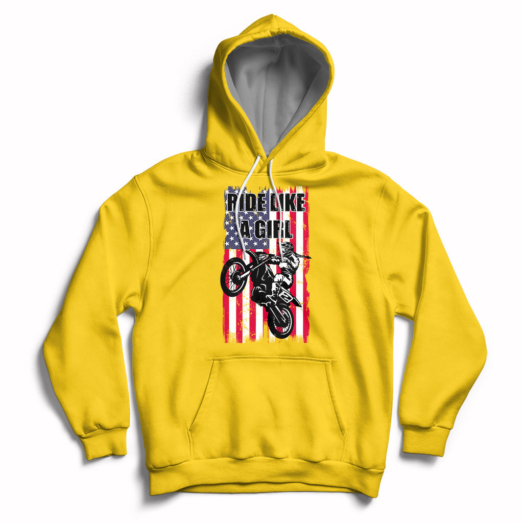 Ride Like A Girl Motocross Lovers Dirt Bike Biker Girl Gift Hoodie - Wonder Print Shop