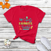 Cupid's Favorite Teacher Groovy Retro Valentine's Day Funny T Shirt - Wonder Print Shop