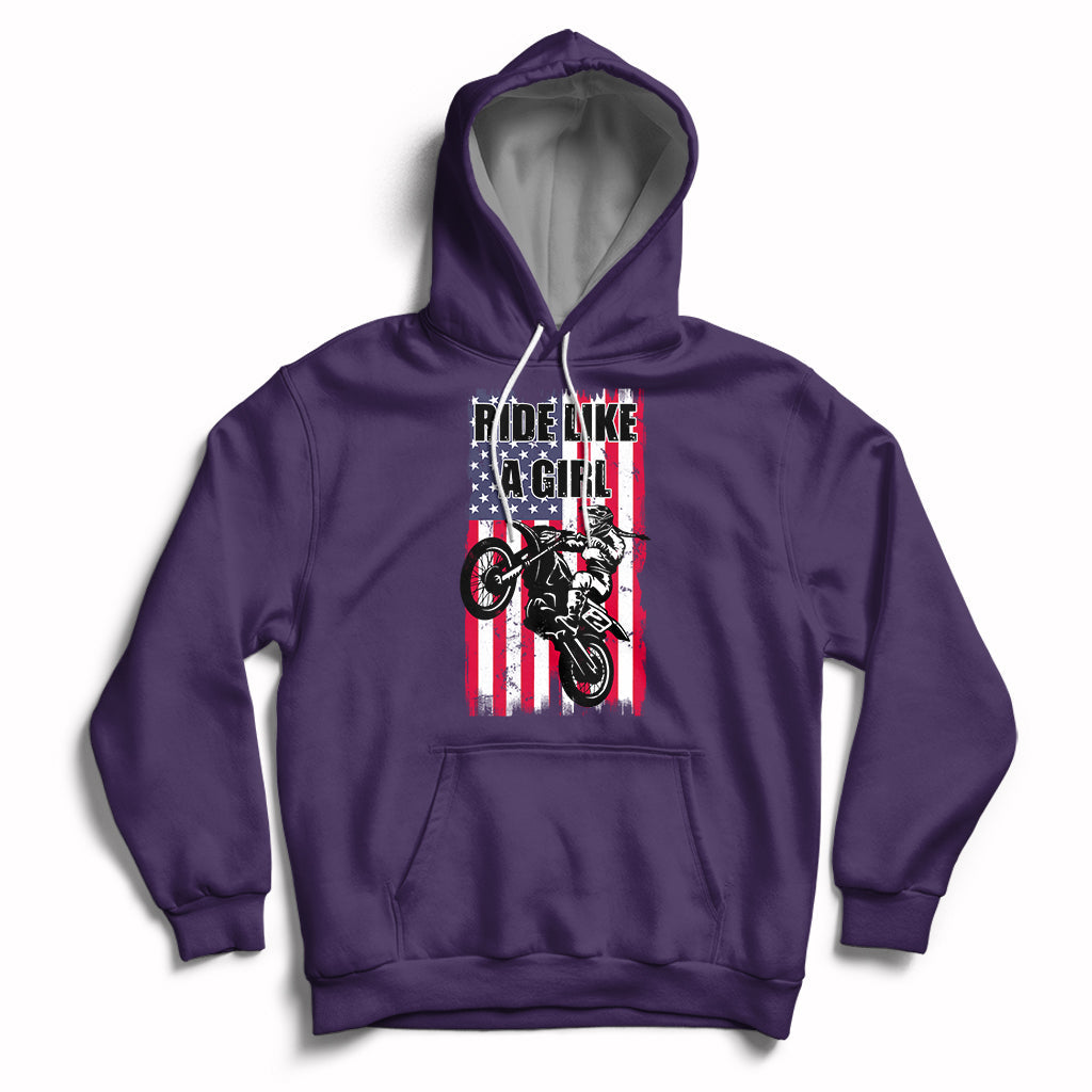 Ride Like A Girl Motocross Lovers Dirt Bike Biker Girl Gift Hoodie - Wonder Print Shop