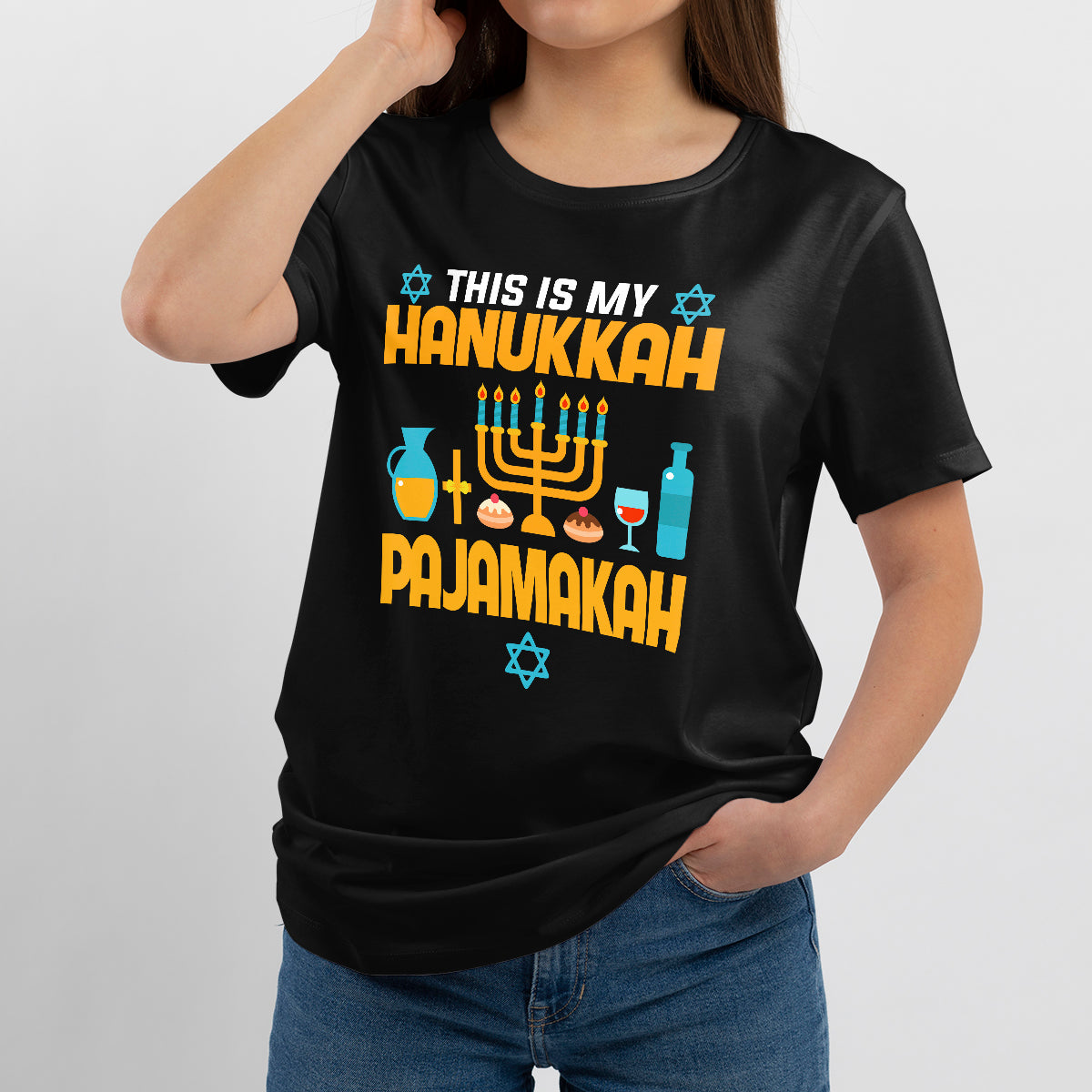 This is My Hanukkah Pajamakah Funny Jewish Menorah Pajama, Hanukkah Holiday T Shirt - Wonder Print Shop
