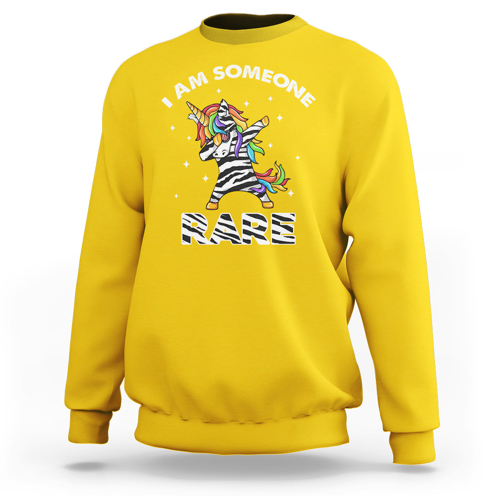 I Am Someone Rare Rainbow Zebra Unicorn Rare Disease Awareness Sweatshirt - Wonder Print Shop