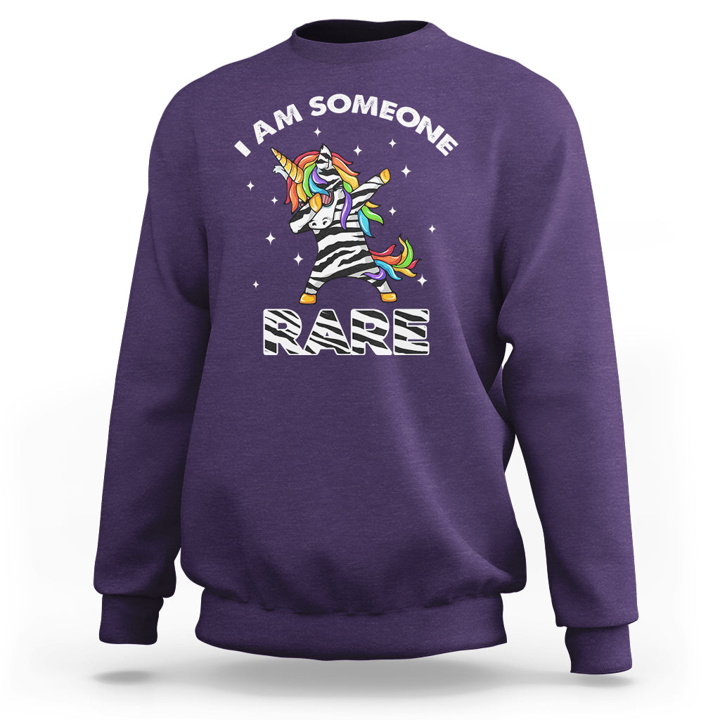 I Am Someone Rare Rainbow Zebra Unicorn Rare Disease Awareness Sweatshirt - Wonder Print Shop