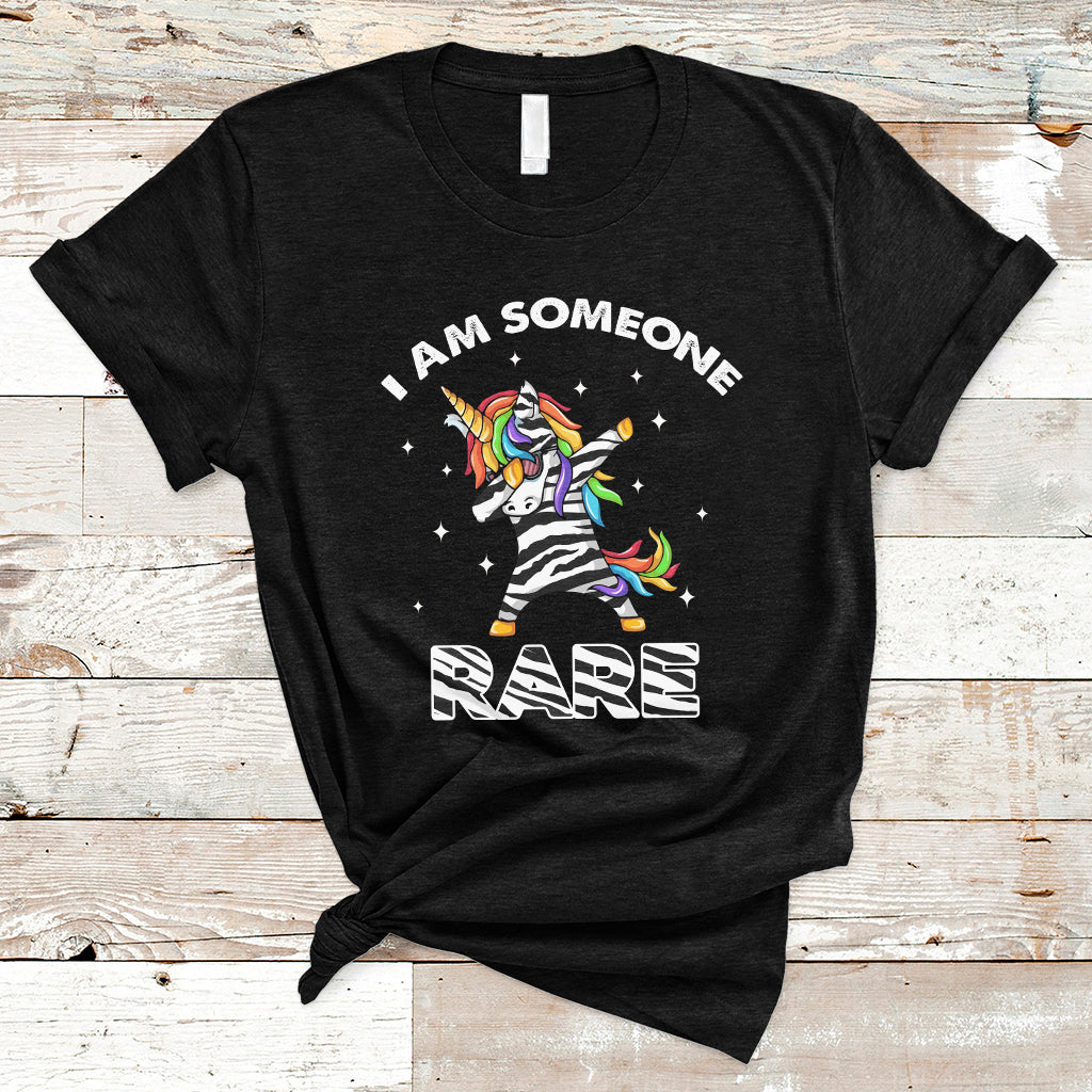 I Am Someone Rare Rainbow Zebra Unicorn Rare Disease Awareness T Shirt - Wonder Print Shop