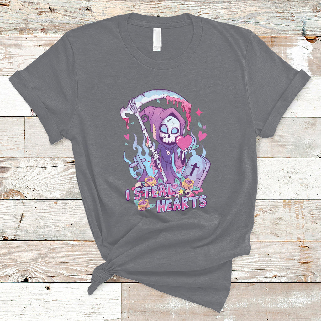 Funny Valentine I Steal Hearts Grim Reaper Womens Mens T-Shirt - Wonder Print Shop