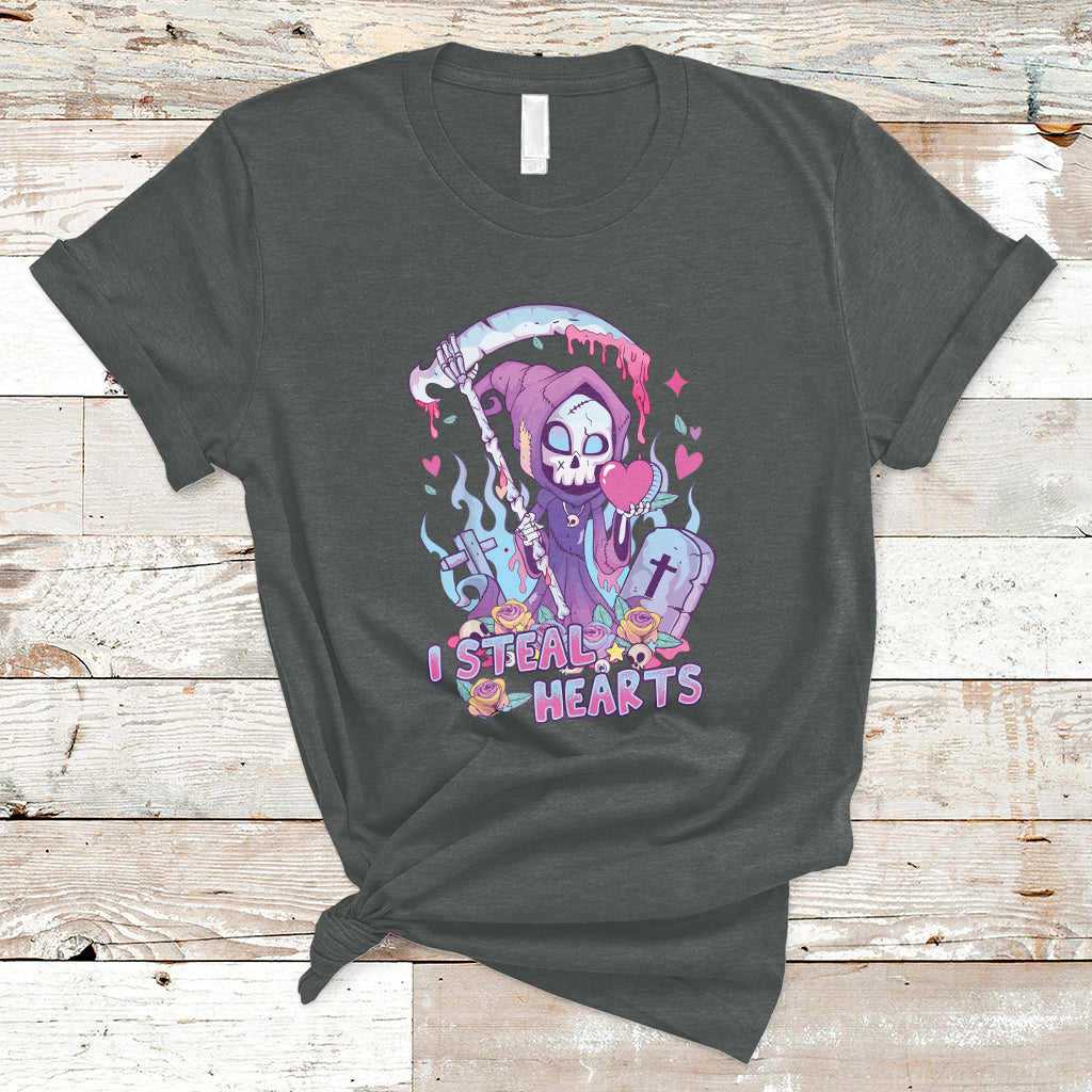Funny Valentine I Steal Hearts Grim Reaper Womens Mens T-Shirt - Wonder Print Shop
