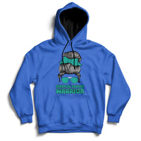 Cervical Cancer Warrior Messy Bun Teal Ribbon Hoodie - Wonder Print Shop