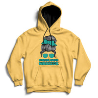 Cervical Cancer Warrior Messy Bun Teal Ribbon Hoodie - Wonder Print Shop