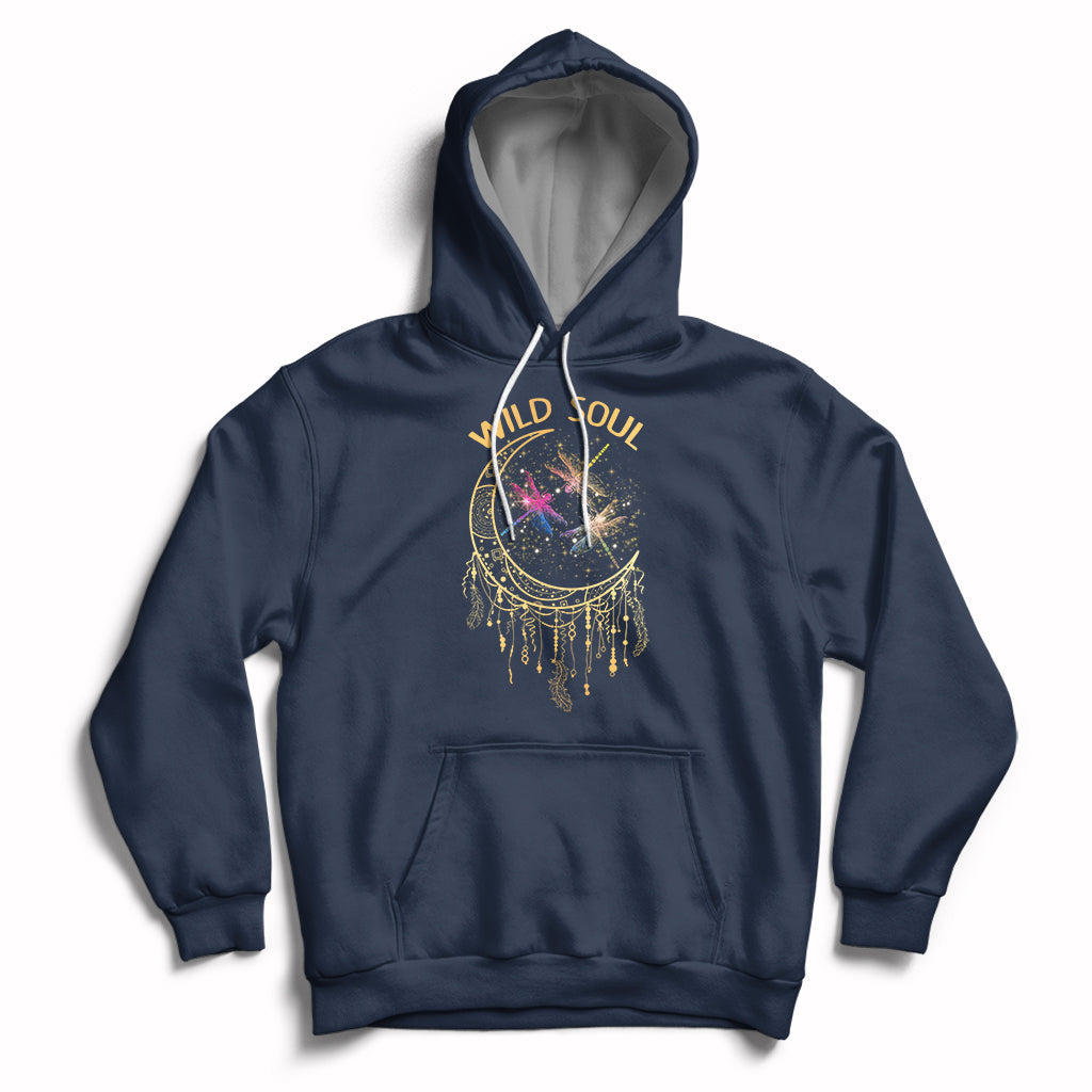 Retro Wild Soul Dragonflies Stay Wild Moon Child Wanderlust Hoodie - Wonder Print Shop