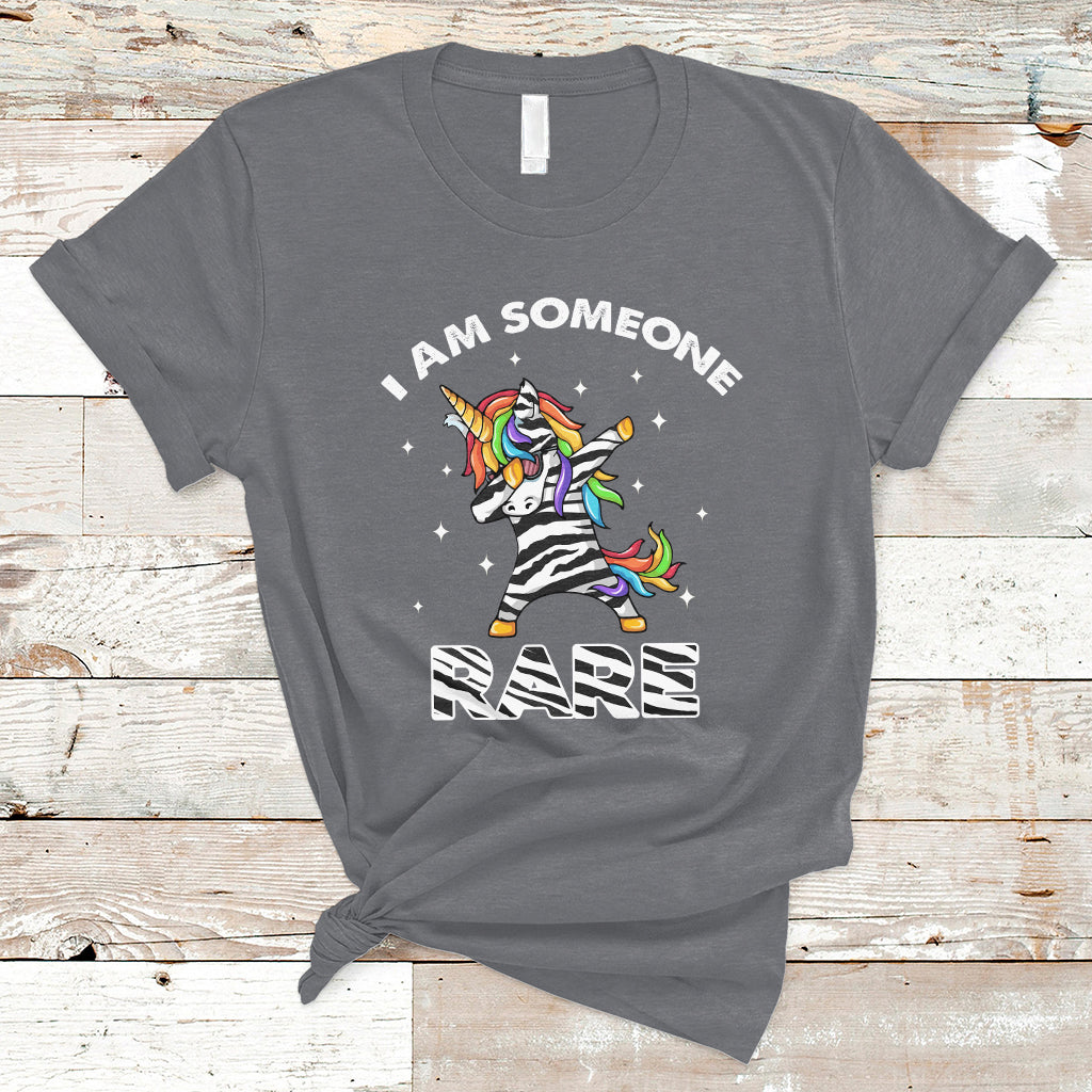 I Am Someone Rare Rainbow Zebra Unicorn Rare Disease Awareness T Shirt - Wonder Print Shop