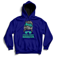 Cervical Cancer Warrior Messy Bun Teal Ribbon Hoodie - Wonder Print Shop
