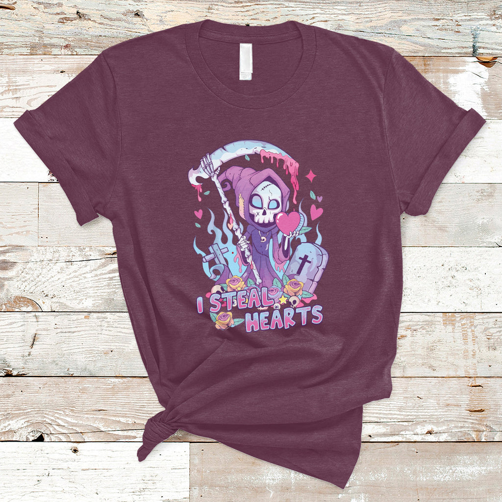 Funny Valentine I Steal Hearts Grim Reaper Womens Mens T-Shirt - Wonder Print Shop