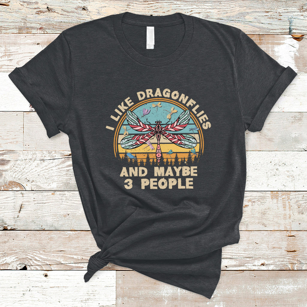 Vintage Funny I Like Dragonflies And Maybe 3 People T Shirt - Wonder Print Shop