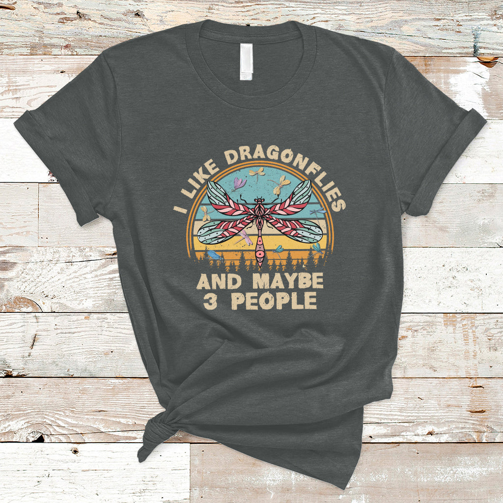 Vintage Funny I Like Dragonflies And Maybe 3 People T Shirt - Wonder Print Shop