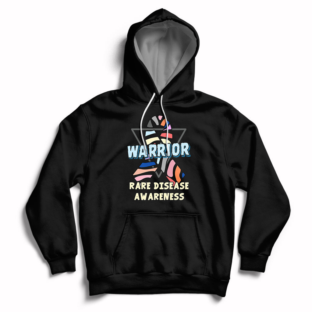 Rare Disease Warrior Rare Disease Awareness Zebra Ribbon Fighter Hoodie - Wonder Print Shop