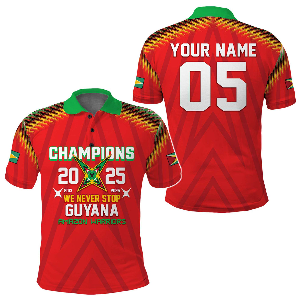Custom 2025 Champions Guyana Amazon Warriors Cricket Polo Shirt We Never Stop CTM05