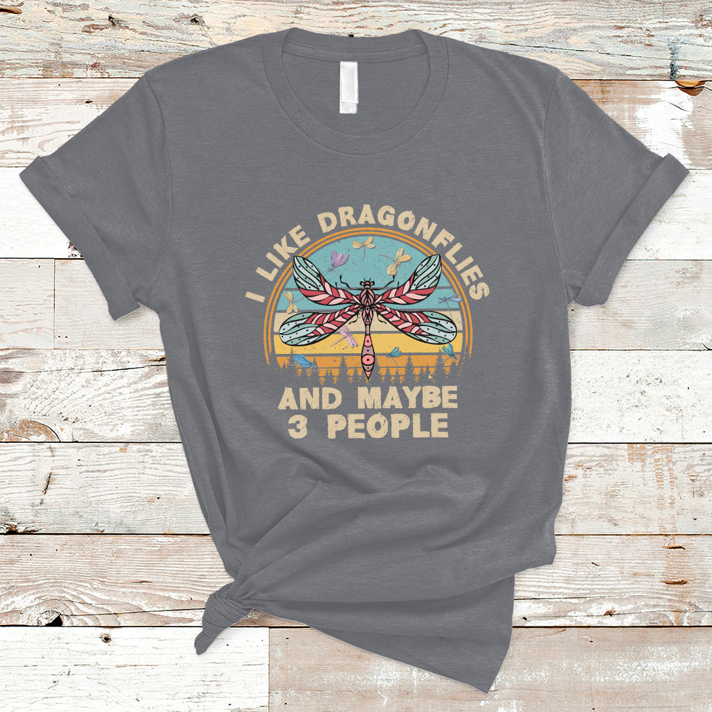 Vintage Funny I Like Dragonflies And Maybe 3 People T Shirt - Wonder Print Shop