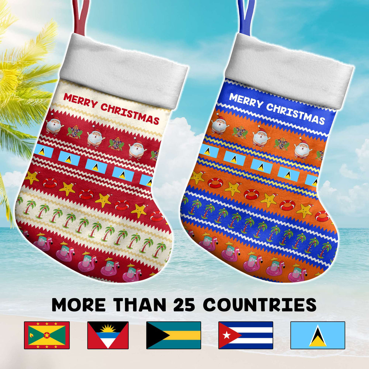 Custom Caribbean Countries Christmas Stocking Funny Tropical Style - Wonder Print Shop