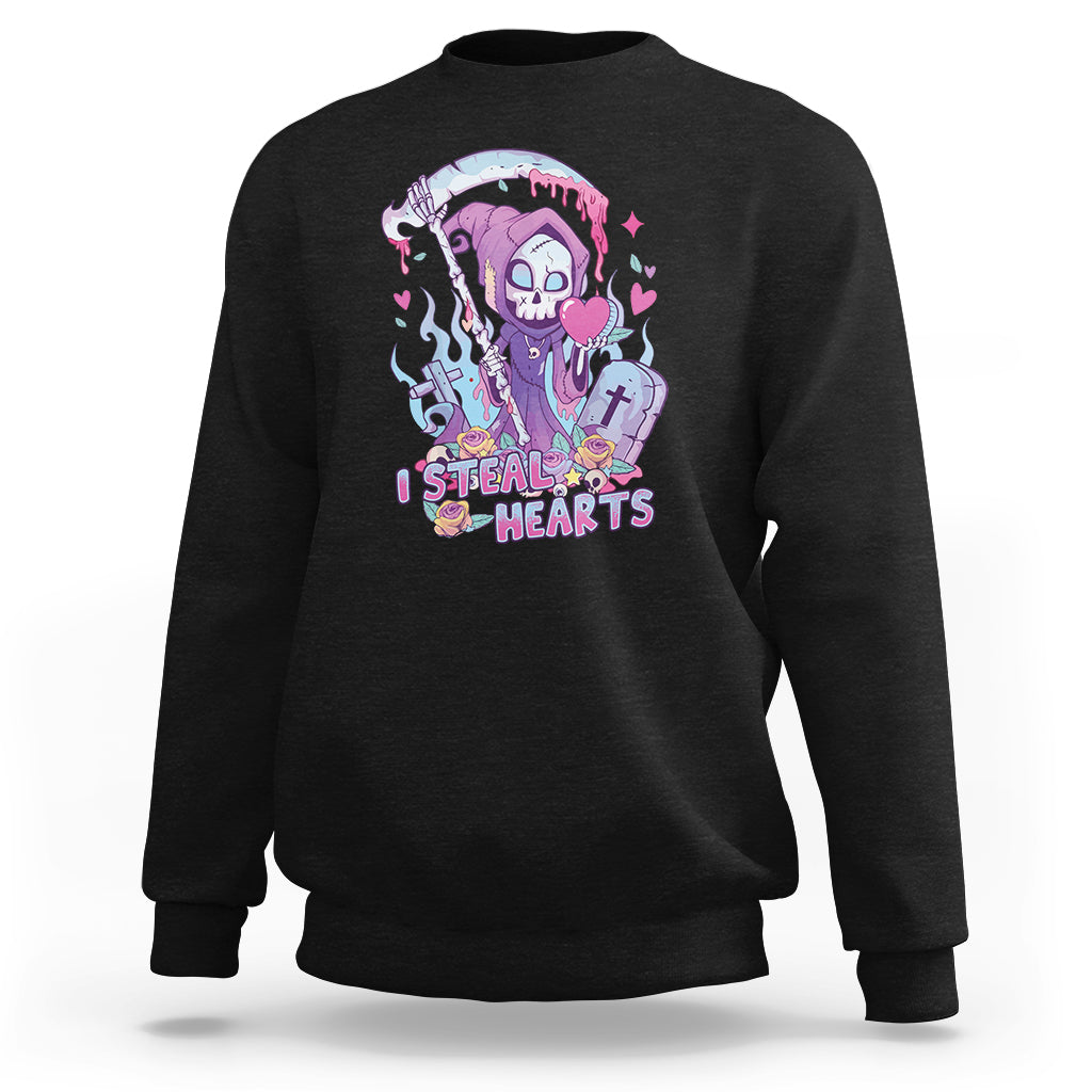 Funny Valentine I Steal Hearts Grim Reaper Womens Mens Sweatshirt - Wonder Print Shop