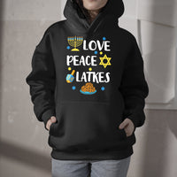 Love Peace Latkes Hanukkah Chanukah Jewish, Hanukkah Holiday Hoodie - Wonder Print Shop