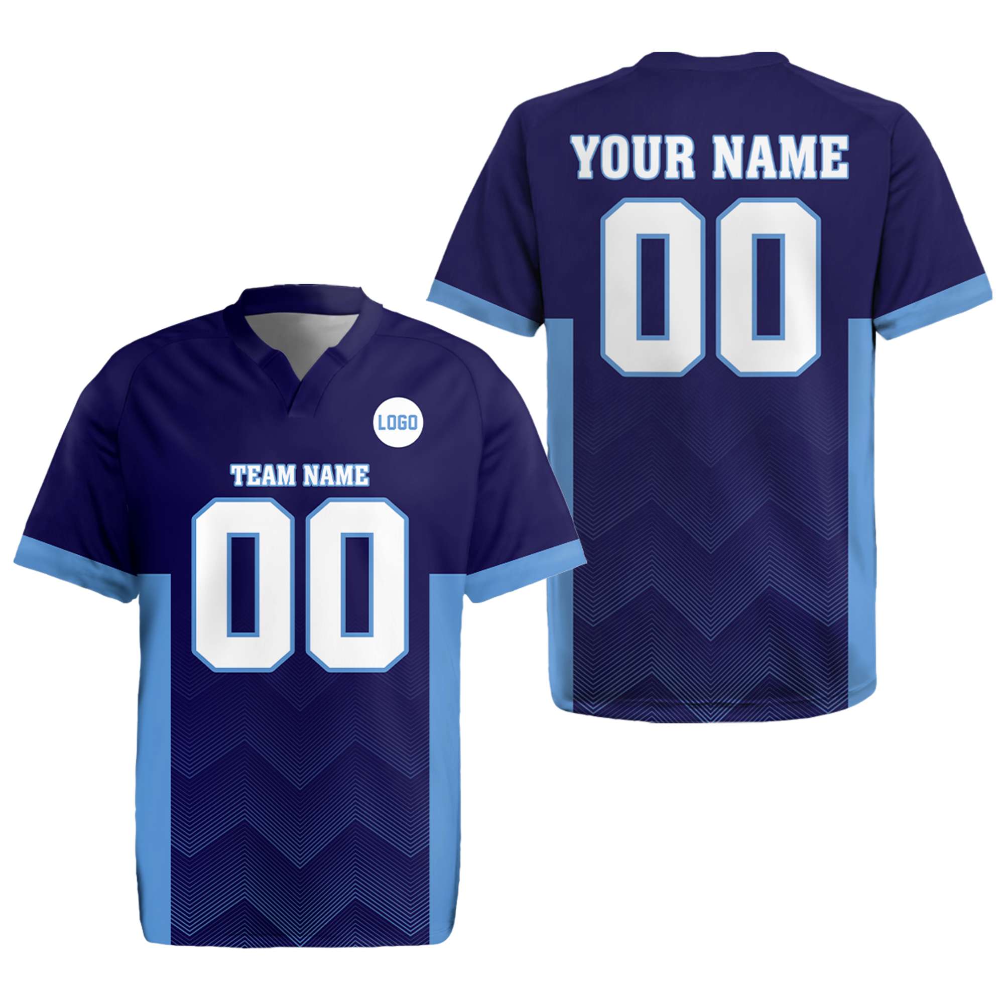 Custom Navy Blue Rugby Jersey Sporty Style - Wonder Print Shop
