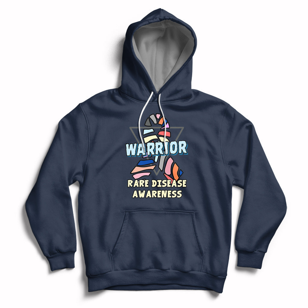 Rare Disease Warrior Rare Disease Awareness Zebra Ribbon Fighter Hoodie - Wonder Print Shop