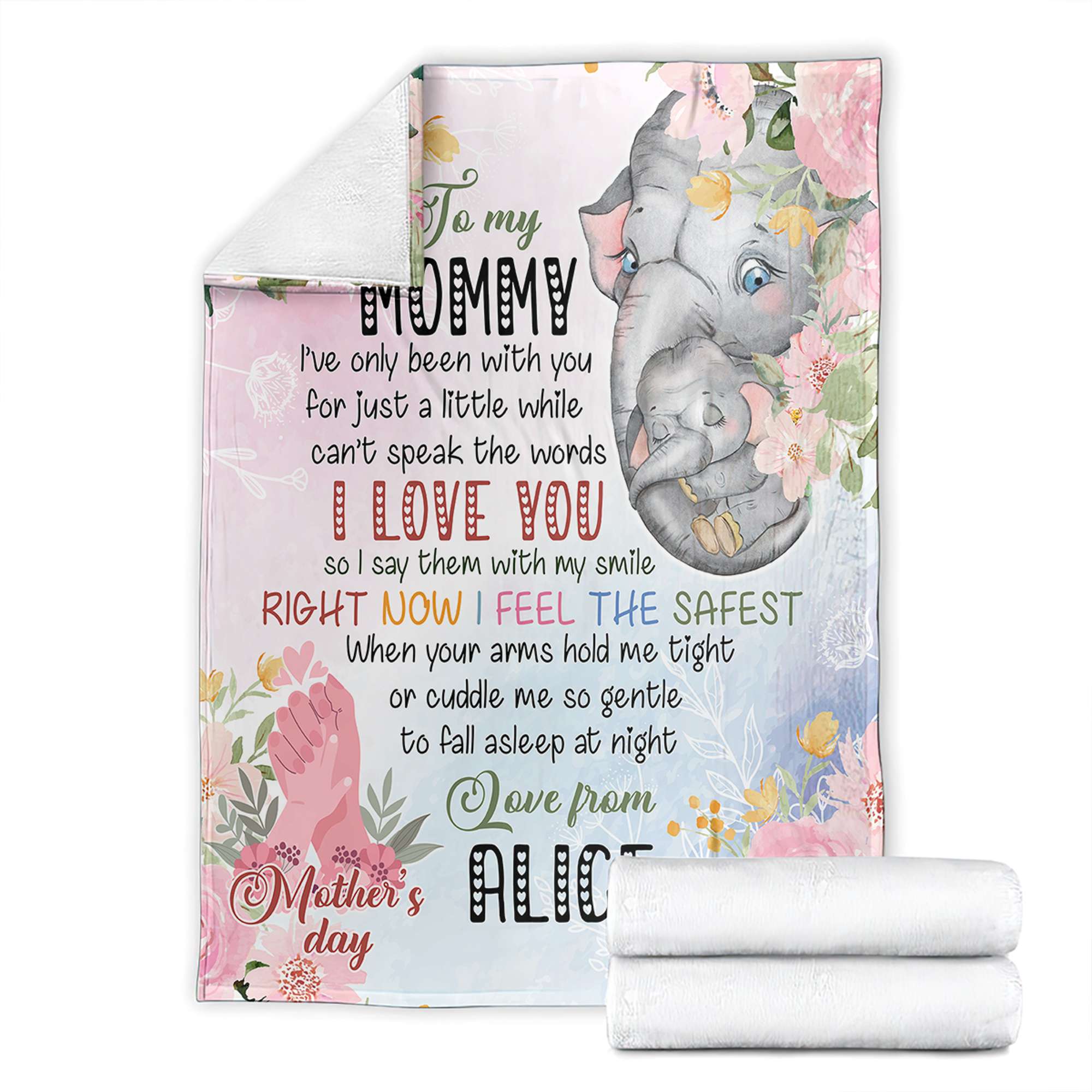 Custom Name “I Love You Mom” Blanket – Personalized Mother’s Day Gift CTM05