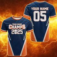 Custom 2025 Champions Navy Orange T Shirt | Wonder Print Shop