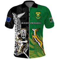 Custom New Zealand South Africa Rugby Polo Shirt All Black Maori Mix Springboks - Wonder Print Shop