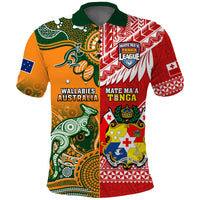 Custom Mate Maa Tonga Wallabies Rugby Polo Shirt Polynesian Mix Aboriginal - Wonder Print Shop