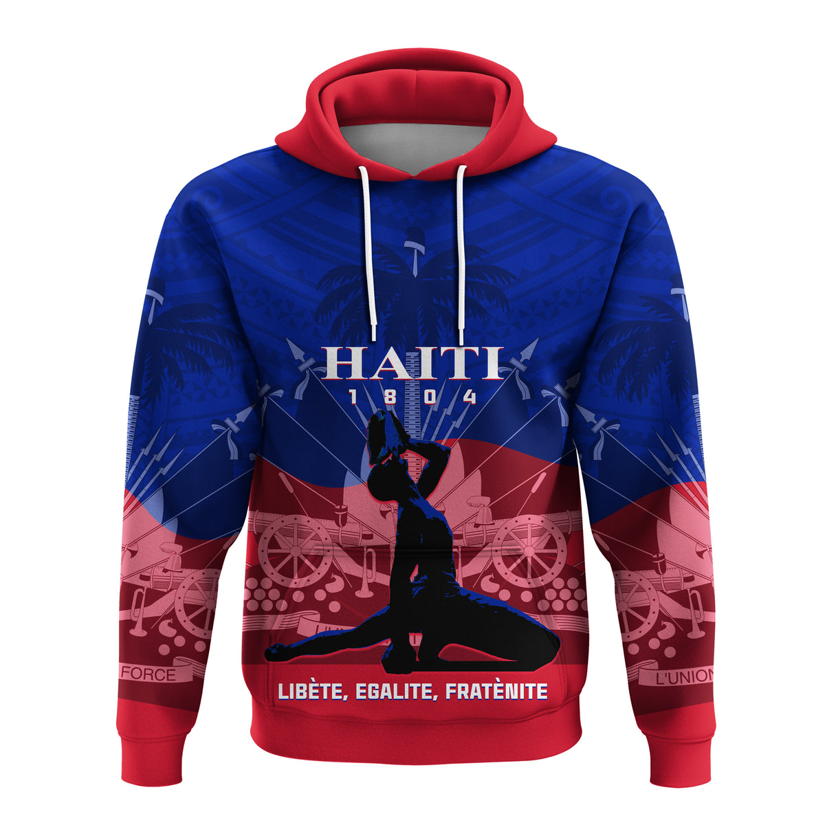 Haiti Hoodie Negre Marron With Coat Of Arms Polynesian Style - Wonder Print Shop