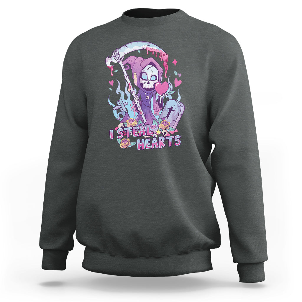 Funny Valentine I Steal Hearts Grim Reaper Womens Mens Sweatshirt - Wonder Print Shop