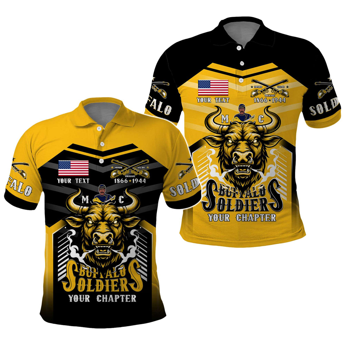 Custom BSMC Buffalo Soldiers Polo Shirt Motorcycle Club Unique Style | Wonder Print Shop