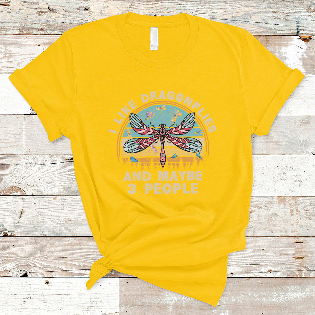 Vintage Funny I Like Dragonflies And Maybe 3 People T Shirt - Wonder Print Shop
