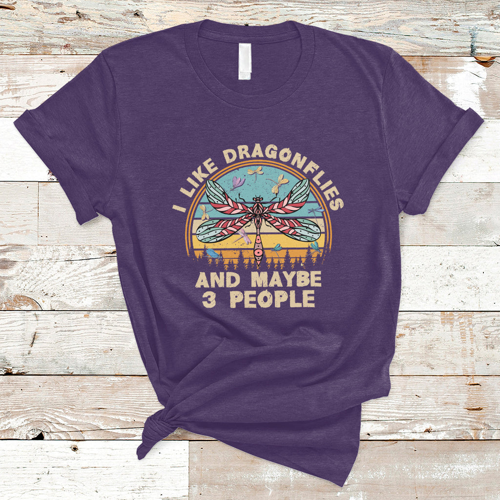 Vintage Funny I Like Dragonflies And Maybe 3 People T Shirt - Wonder Print Shop