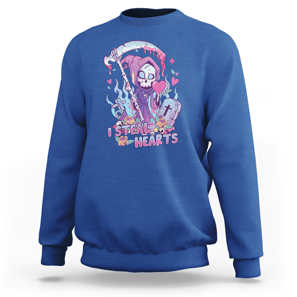 Funny Valentine I Steal Hearts Grim Reaper Womens Mens Sweatshirt - Wonder Print Shop
